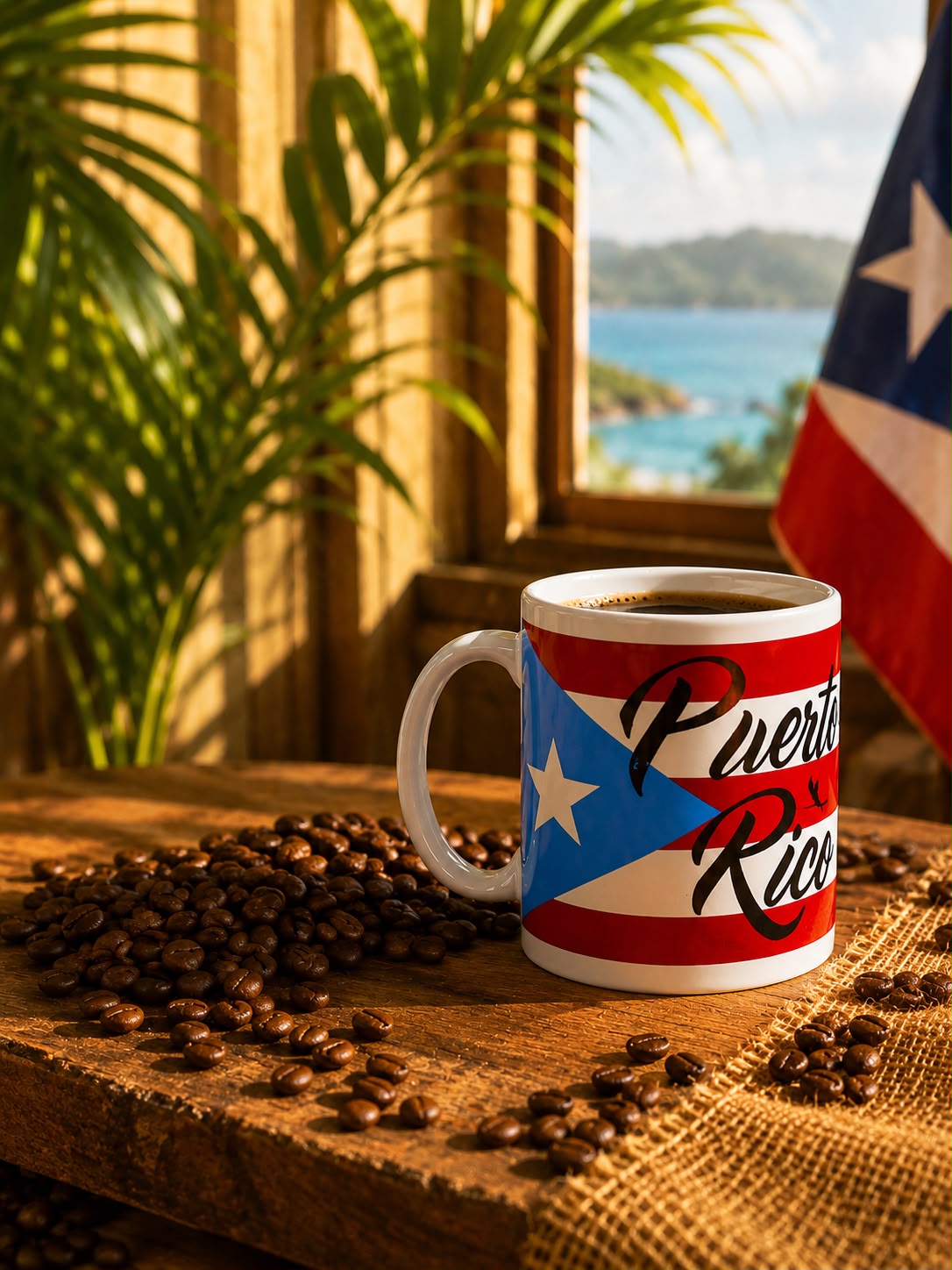 Puerto Rico Flag Coffee Mug | 11 oz Ceramic Coffee Cup
