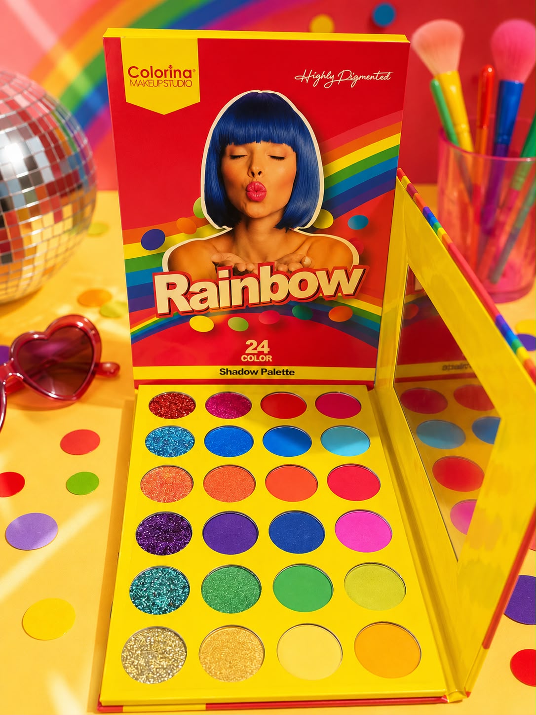 Colorina Makeup Studio Rainbow 24 Color Shadow Palette – Paleta de Sombras Altamente Pigmentadas