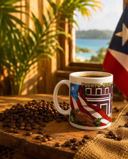 Puerto Rico Coquí & Flag Coffee Mug – Old San Juan Edition | 11 oz
